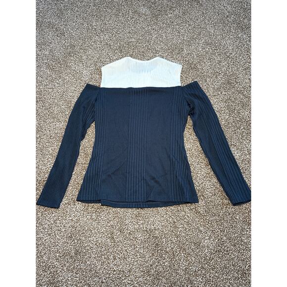 Tosia ribbed cold shoulder color block long sleeve shirt womens medium classic - Picture 5 of 8